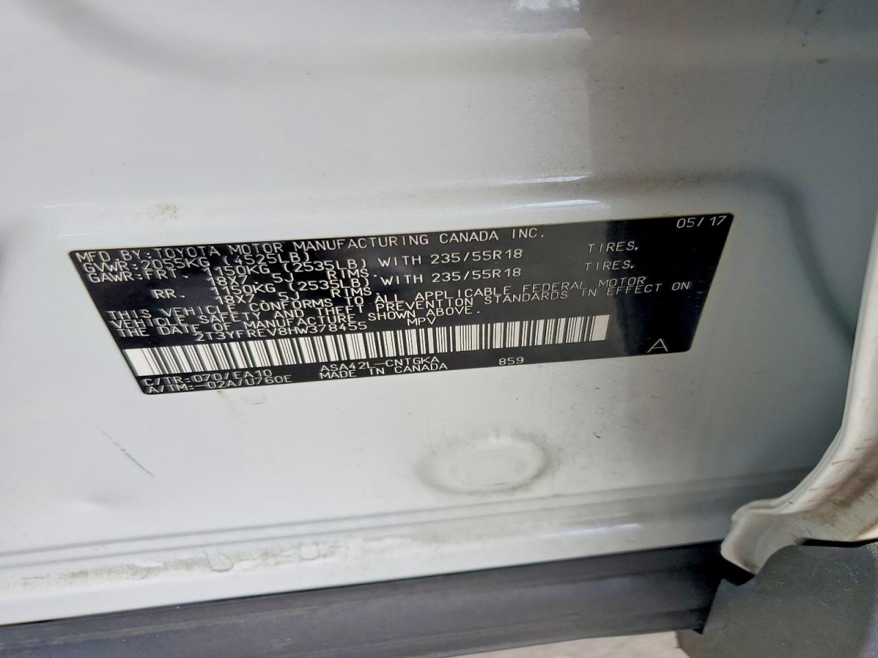 2017 Toyota Rav4 VIN 2T3YFREV8HW378455 photo 12