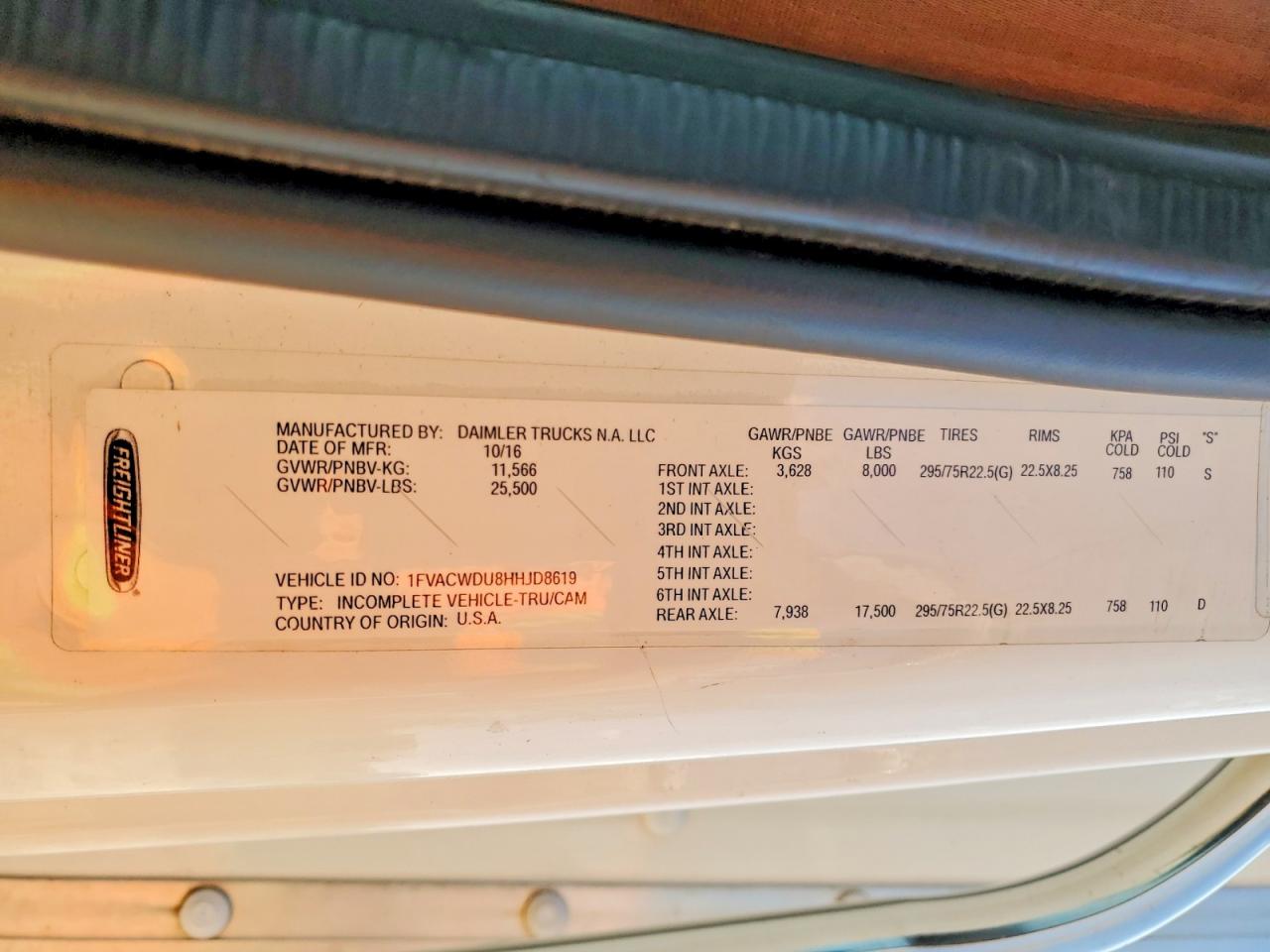 2017 FREIGHTLINER All other VIN 1FVACWDU8HHJD8619 photo 12