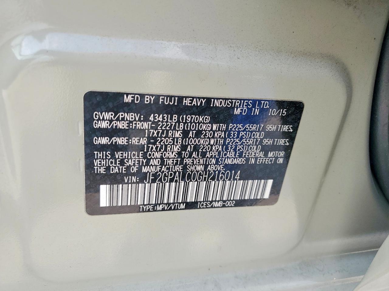 2016 SUBARU Crosstrek VIN JF2GPALC0GH216014 photo 12