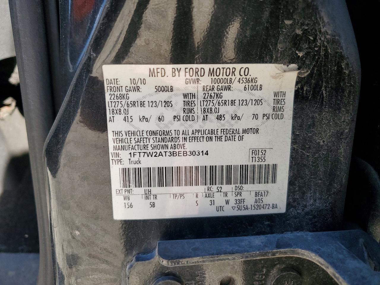 2011 Ford F250 VIN 1FT7W2AT3BEB30314 photo 12