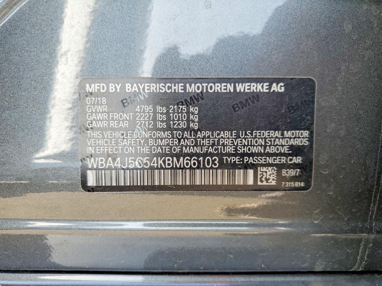 2019 BMW 4 series VIN WBA4J5C54KBM66103 photo 12