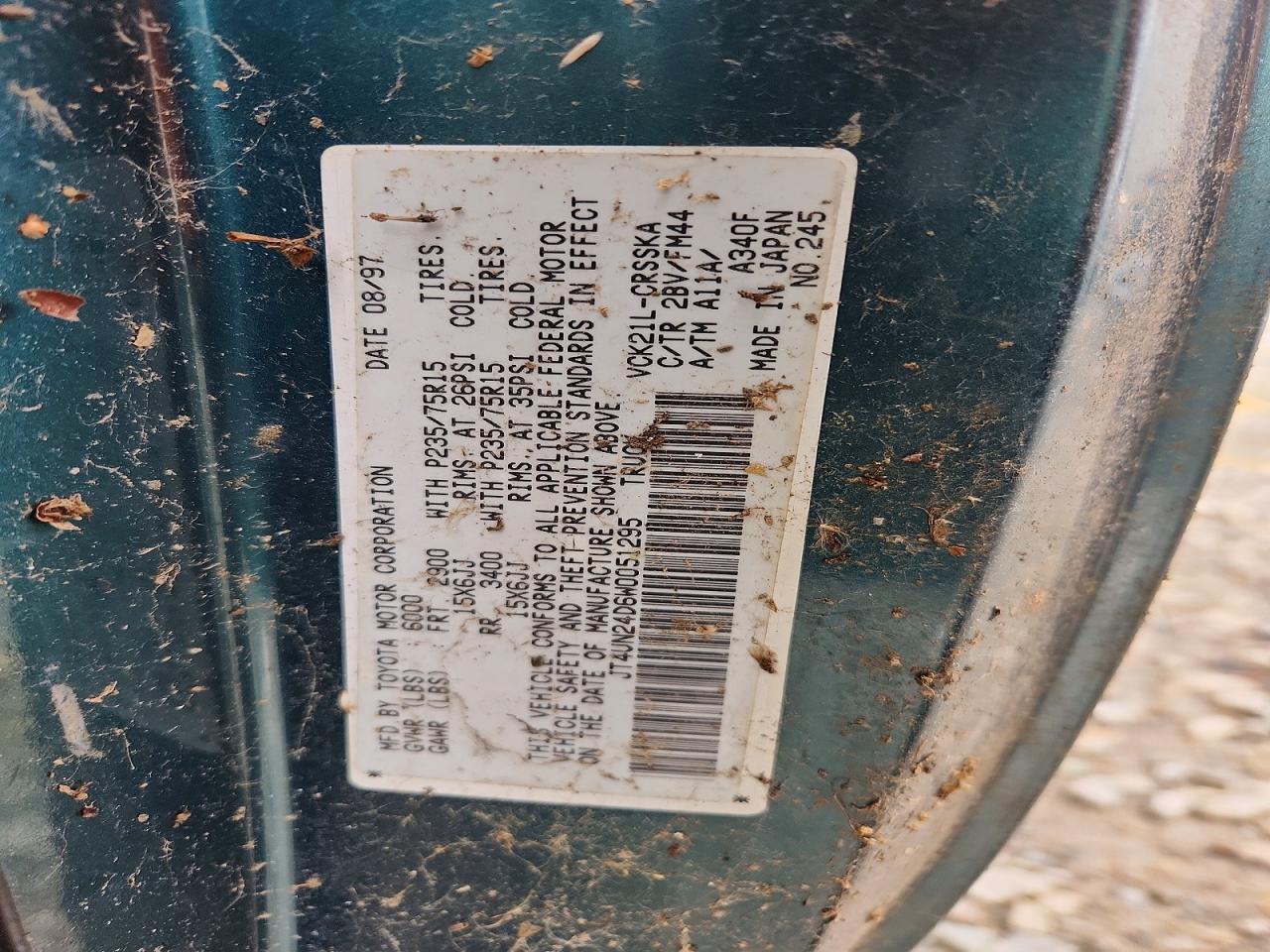 1998 Toyota T100 VIN JT4UN24D6W0051295 photo 12