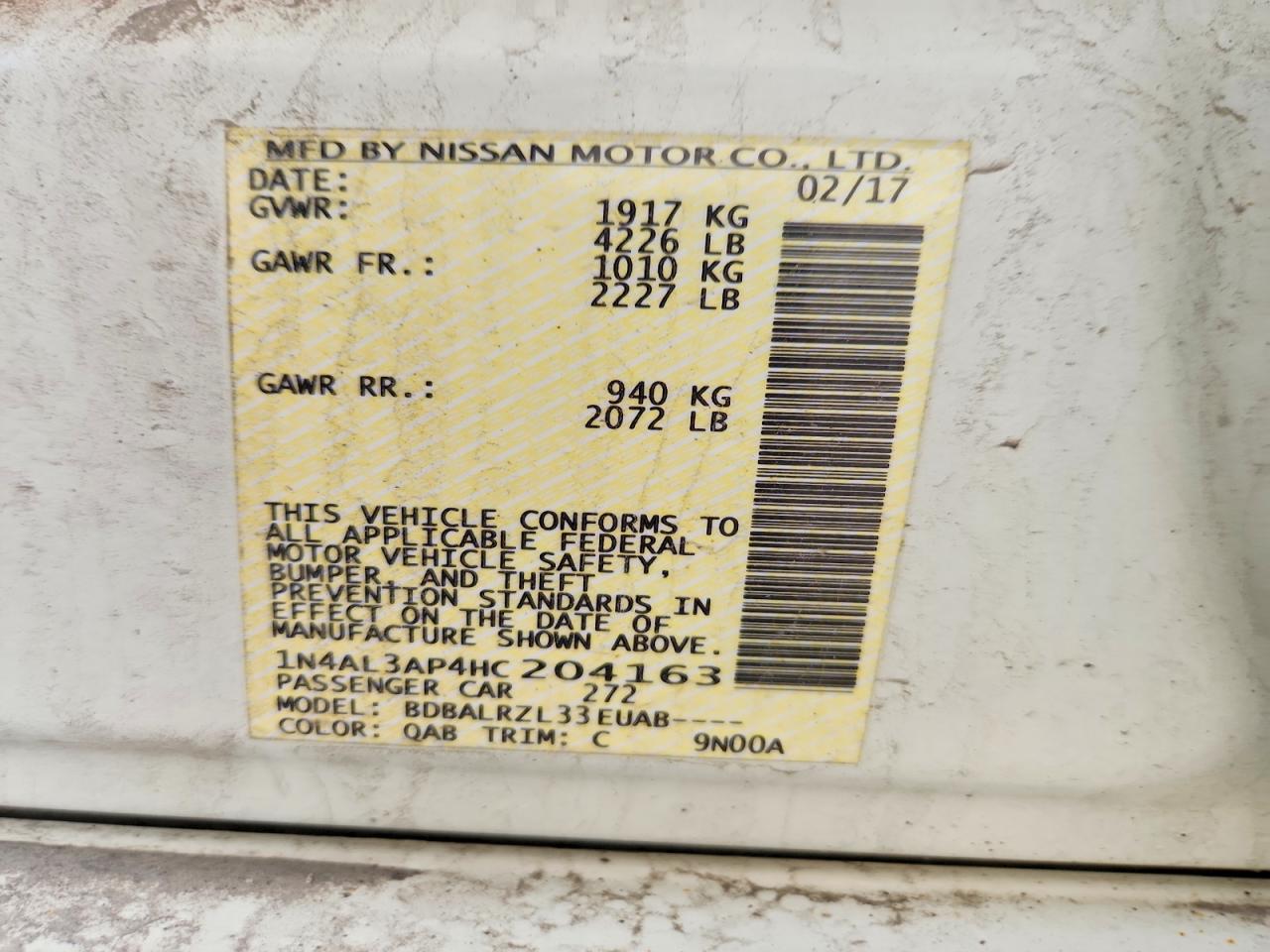 2017 Nissan Altima VIN 1N4AL3AP4HC204163 photo 12