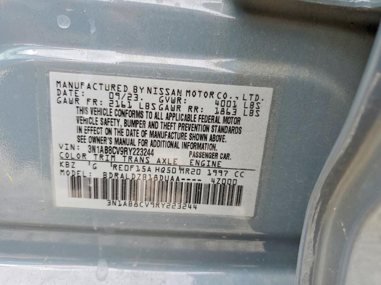 2024 Nissan Sentra VIN 3N1AB8CV9RY223244 photo 12