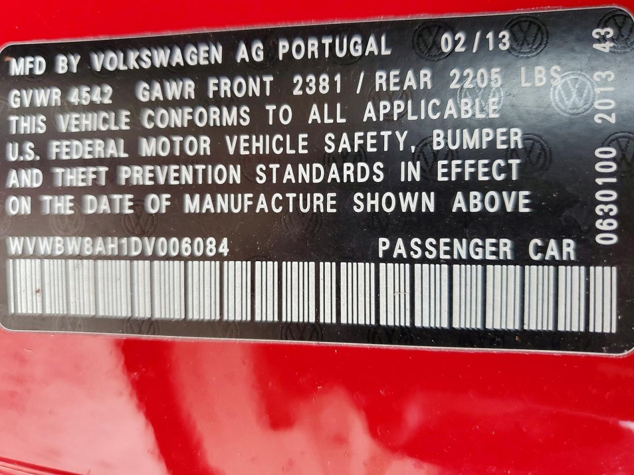 2013 Volkswagen Eos VIN WVWBW8AH1DV006084 photo 12