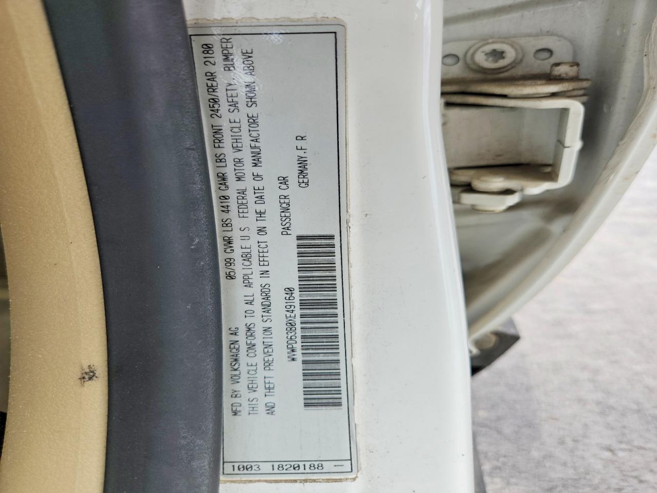 1999 VOLKSWAGEN Passat VIN WVWPD63B0XE491640 photo 12