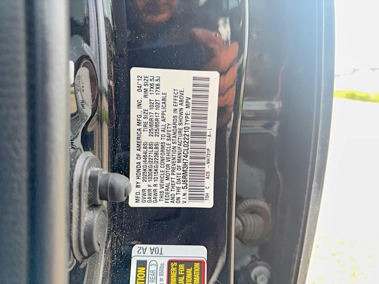 2012 HONDA Crv VIN 5J6RM3H74CL022210 photo 10