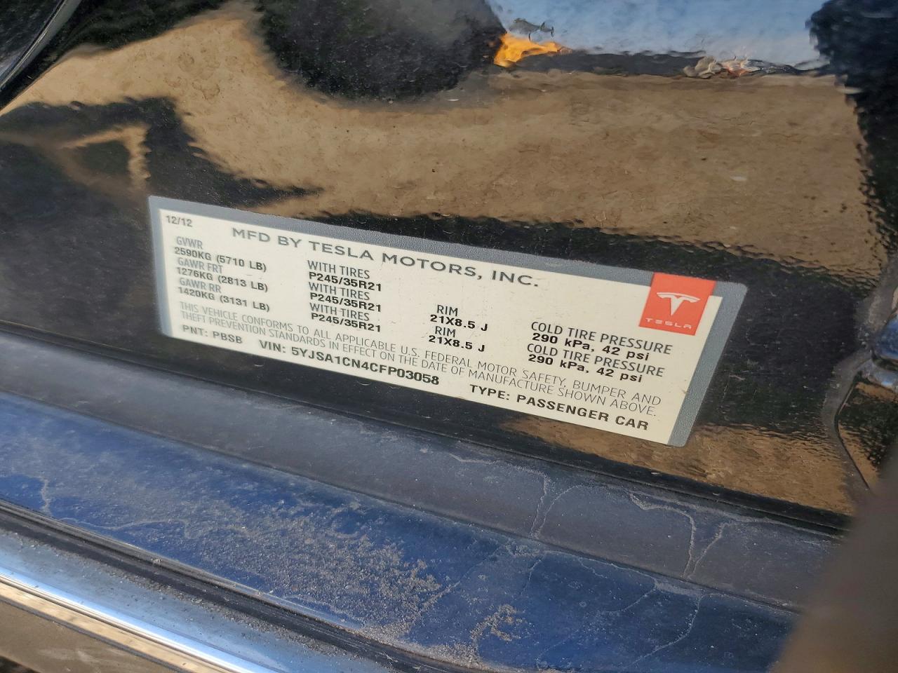 2012 Tesla Model s VIN 5YJSA1CN4CFP03058 photo 12