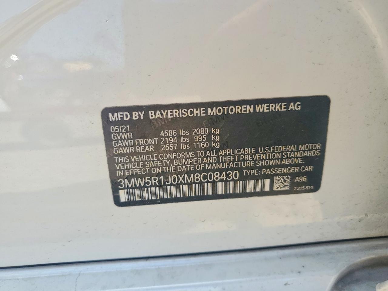 2021 BMW 3 series VIN 3MW5R1J0XM8C08430 photo 12