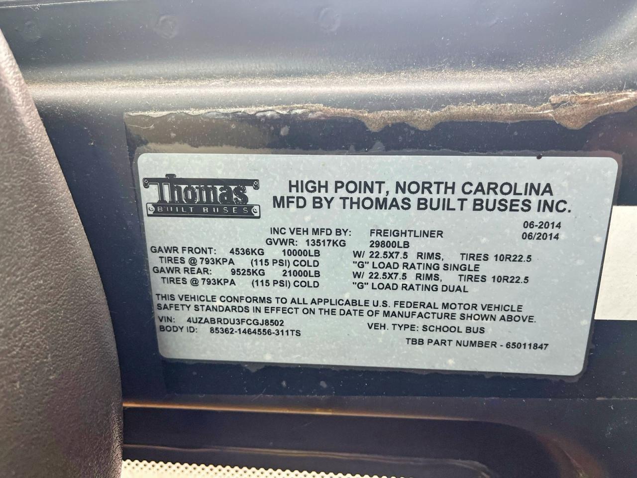 2015 FREIGHTLINER All other VIN 4UZABRDU3FCGJ8502 photo 10