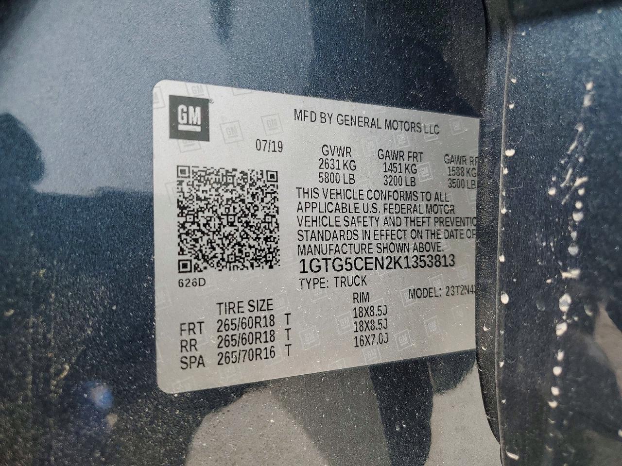 2019 GMC Canyon VIN 1GTG5CEN2K1353813 photo 12