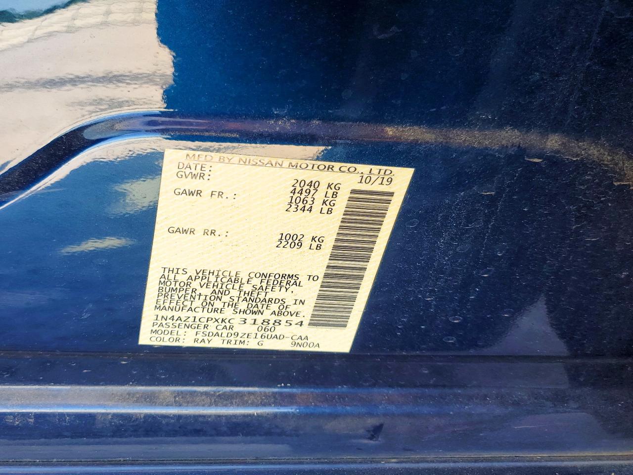 2019 Nissan Leaf VIN 1N4AZ1CPXKC318854 photo 12