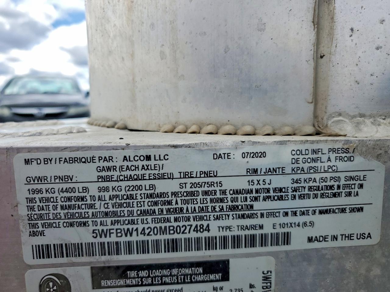 2021 ALCOM E 101X14 ENCLOSED SNOWMOBILE TRAILER VIN 5WFBW1420MB027484 photo 10