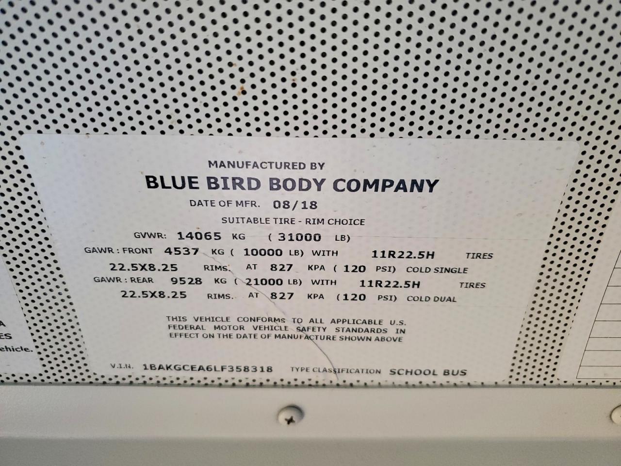 2020 BLUEBIRD All models VIN 1BAKGCEA6LF358318 photo 10