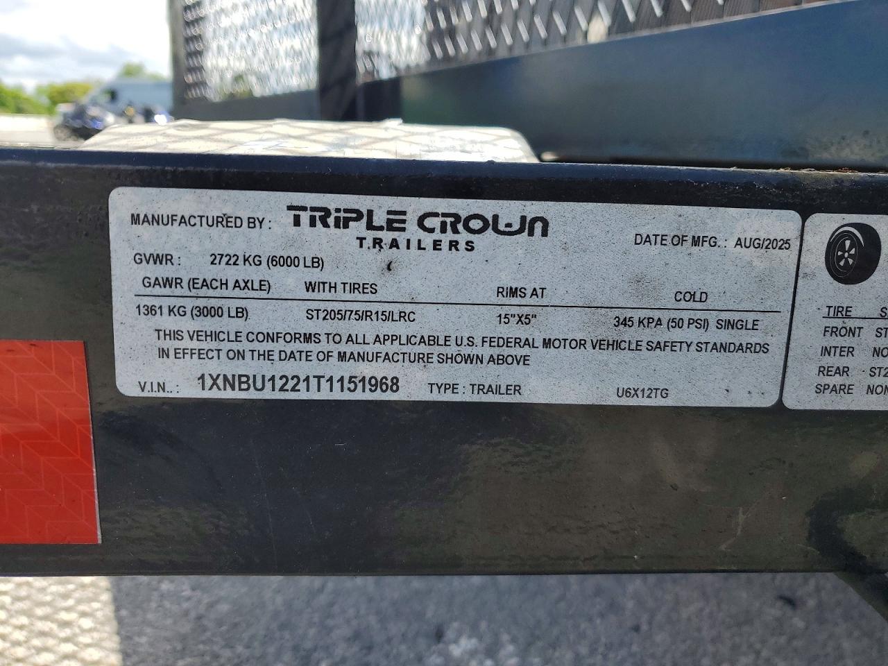 2026 TRIPLE CROWN U6X12TG UTILITY TRAILER VIN 1XNBU1221T1151968 photo 10