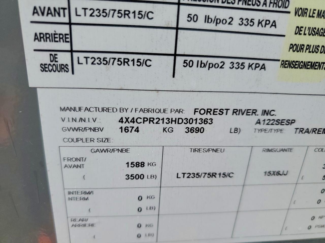2017 FORESRIVER A122sesp VIN 4X4CPR213HD301363 photo 8