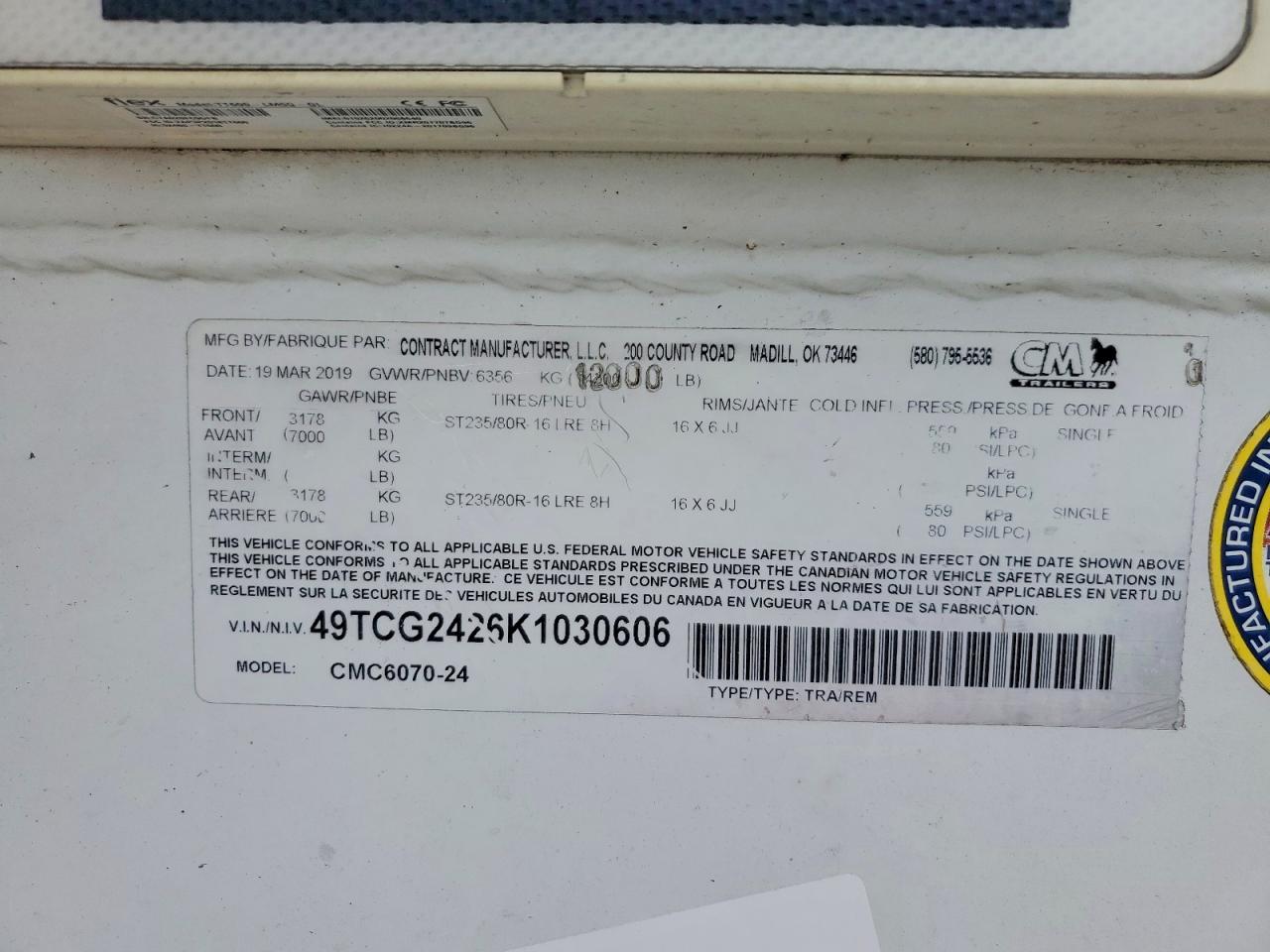 2019 CONTRACT Unknown VIN 49TCG2426K1030606 photo 10