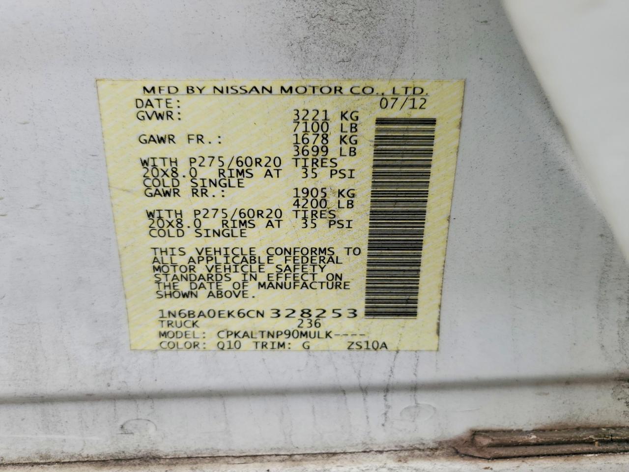 2012 Nissan TITAN VIN 1N6BA0EK6CN328253 photo 12