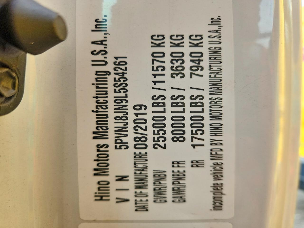 2020 HINO All other VIN 5PVNJ8JN9L5S54261 photo 10