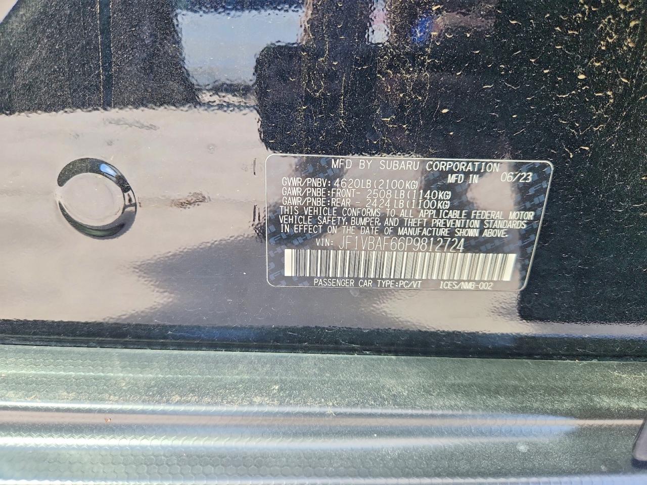 2023 Subaru Wrx VIN JF1VBAF66P9812724 photo 12