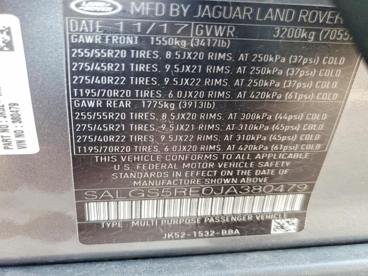 2018 Land Rangerover VIN SALGS5RE0JA380479 photo 12