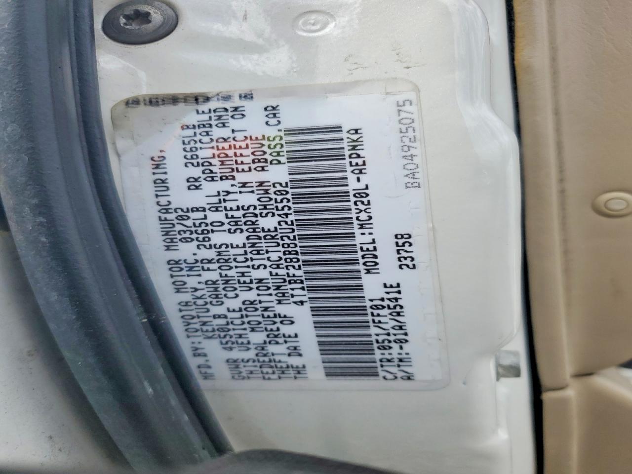 2002 Toyota Avalon VIN 4T1BF28B82U245502 photo 12