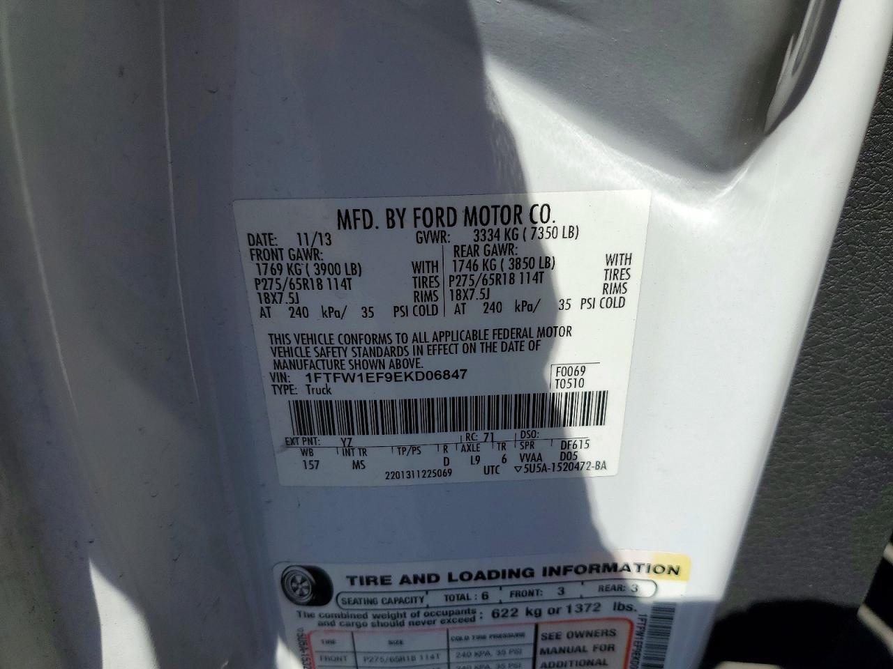2014 Ford F150 VIN 1FTFW1EF9EKD06847 photo 12