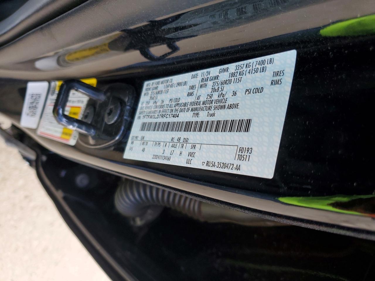 2024 Ford F150 VIN 1FTFW3LD7RFC17404 photo 12