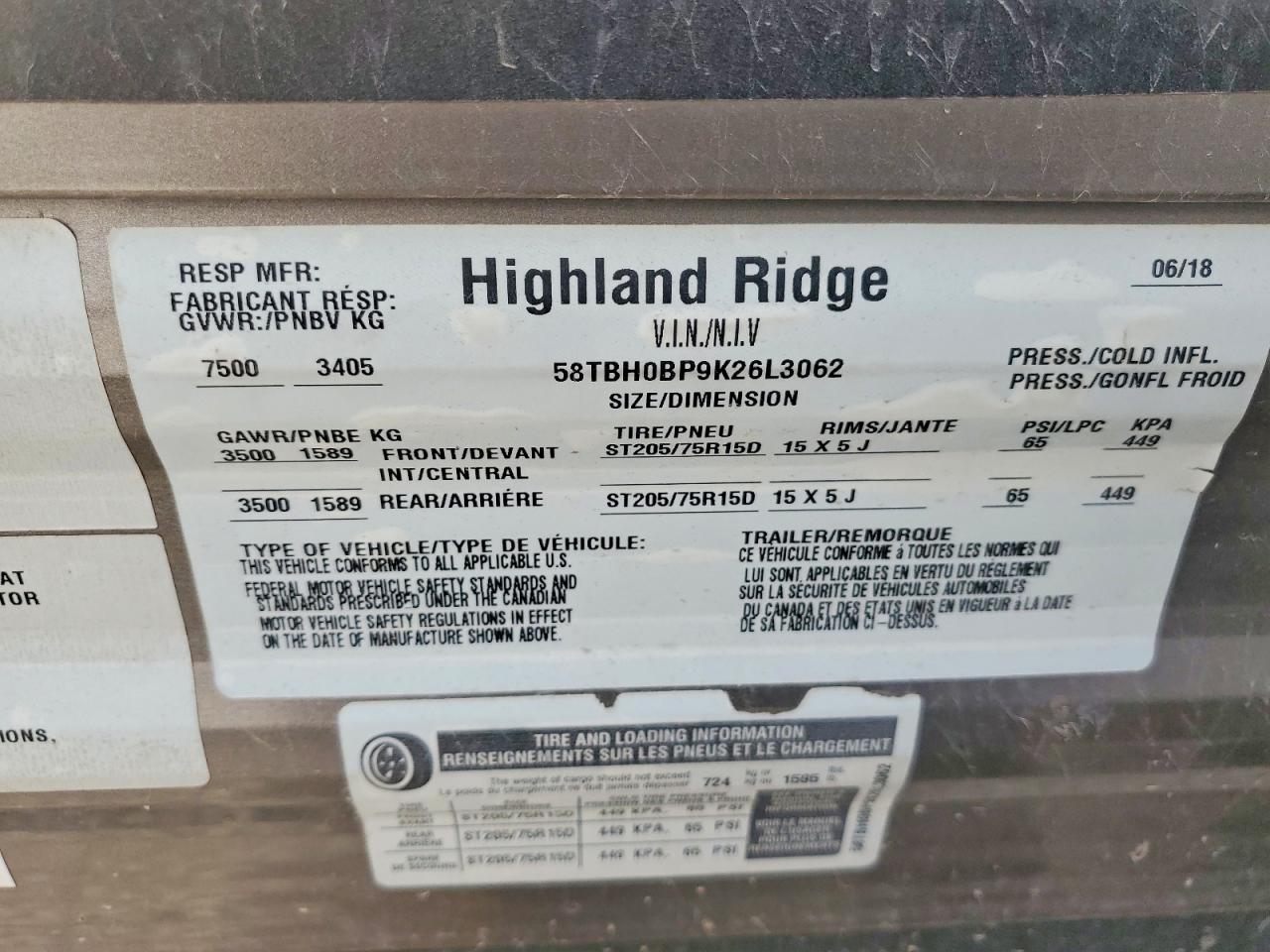 2019 HIGHLAND Mesa ridge VIN 58TBH0BP9K26L3062 photo 10