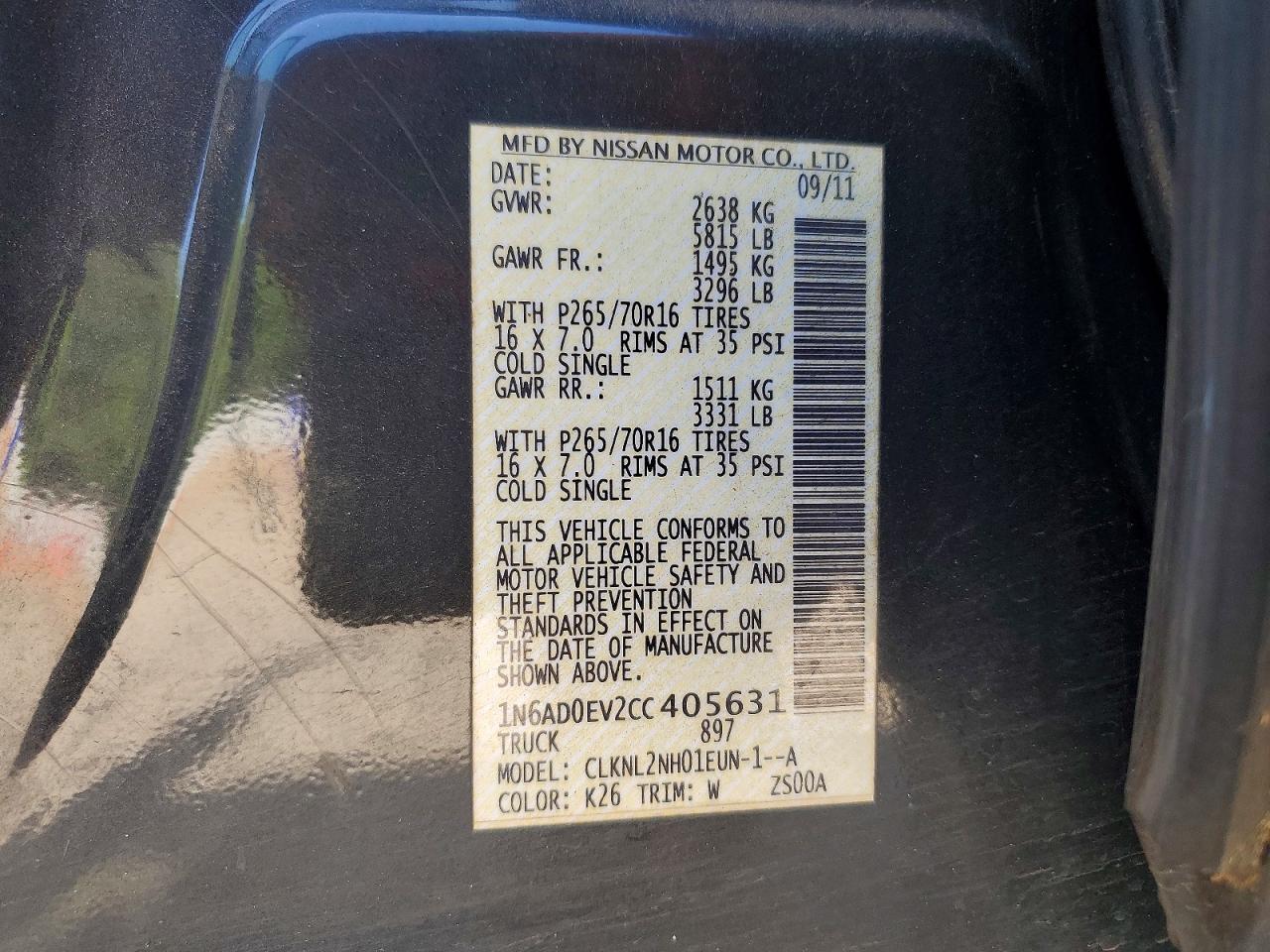 2012 Nissan Frontier VIN 1N6AD0EV2CC405631 photo 12