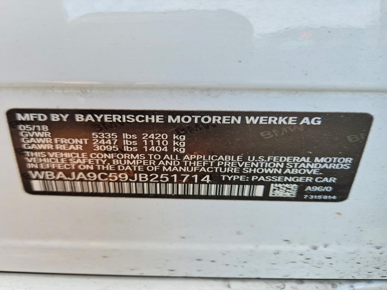 2018 BMW 5 series VIN WBAJA9C59JB251714 photo 12