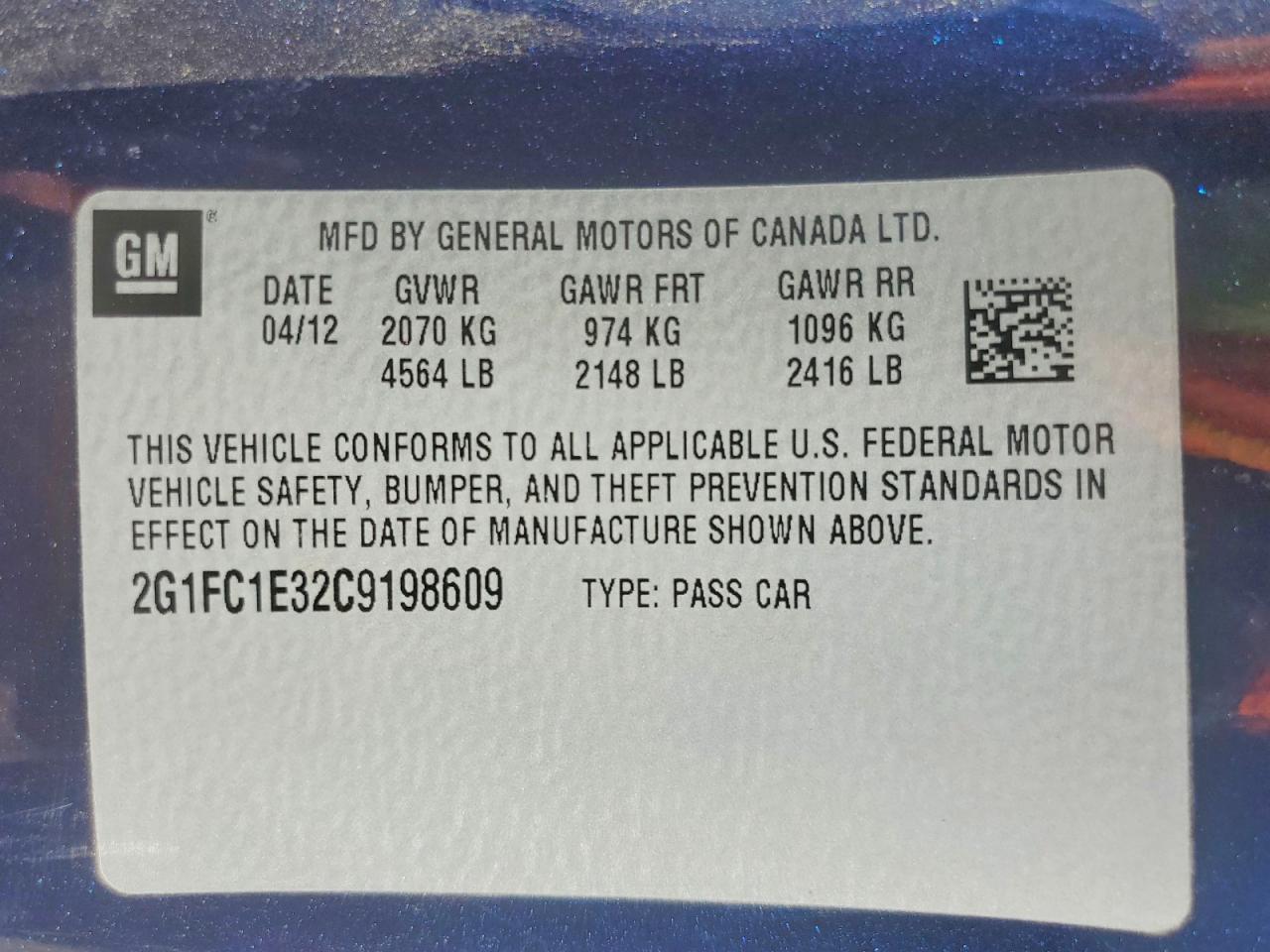 2012 Chevrolet Camaro VIN 2G1FC1E32C9198609 photo 12