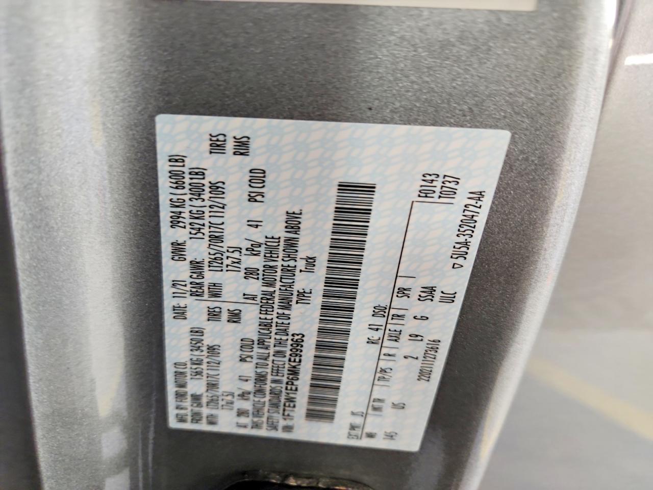 2021 Ford F150 VIN 1FTEW1EP6MKE99963 photo 12