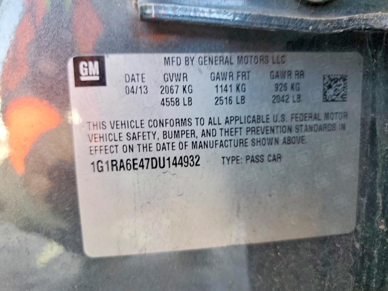 2013 CHEV Volt VIN 1G1RA6E47DU144932 photo 12
