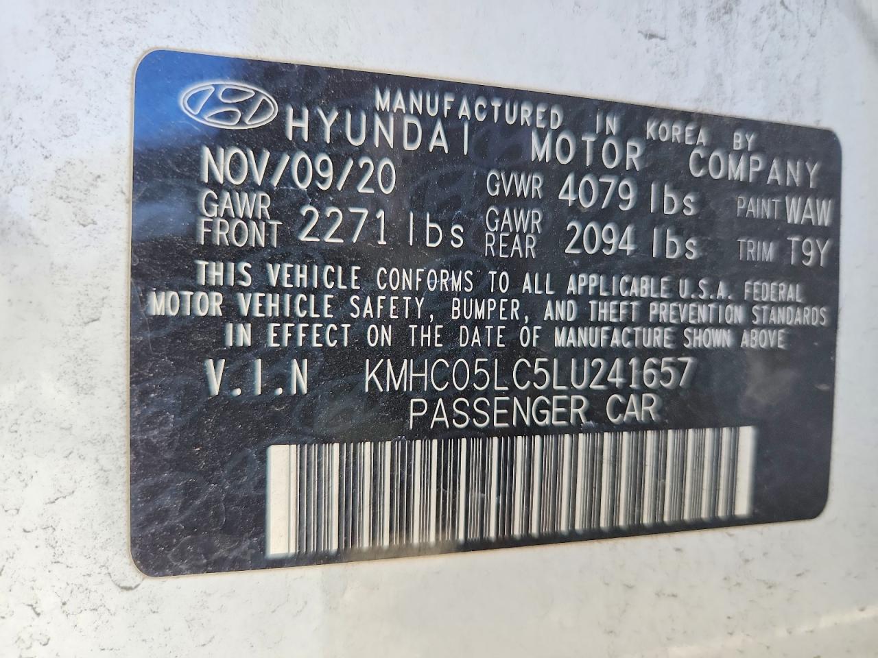 2020 HYUNDAI Ioniq VIN KMHC05LC5LU241657 photo 12