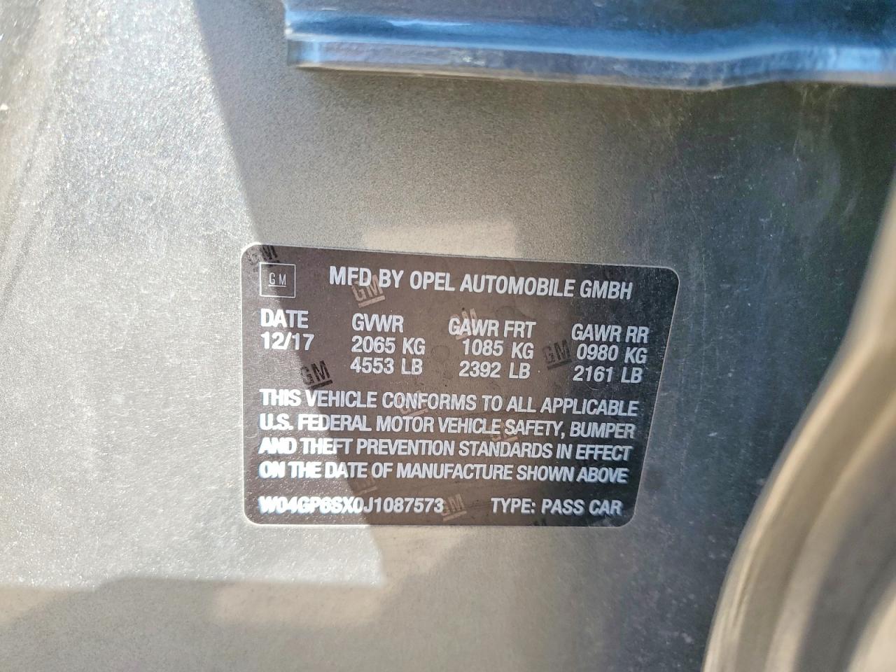2018 Buick Regal VIN W04GP6SX0J1087573 photo 12