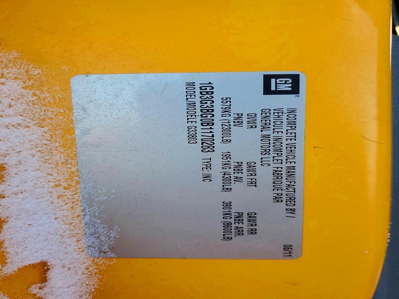 2011 CHEV Express VIN 1GB3G3BG0B1170283 photo 10