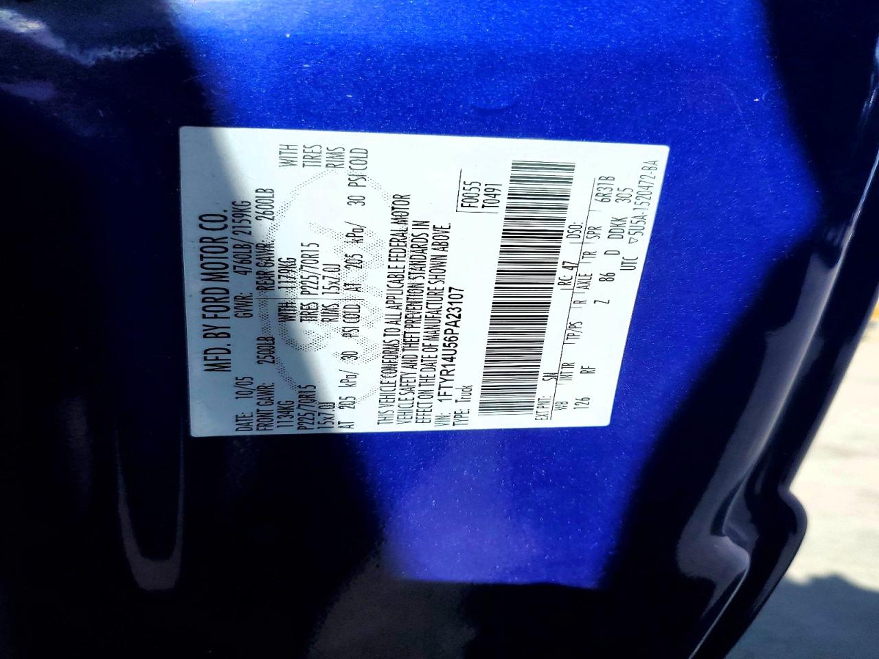 2006 FORD Ranger VIN 1FTYR14U56PA23107 photo 12