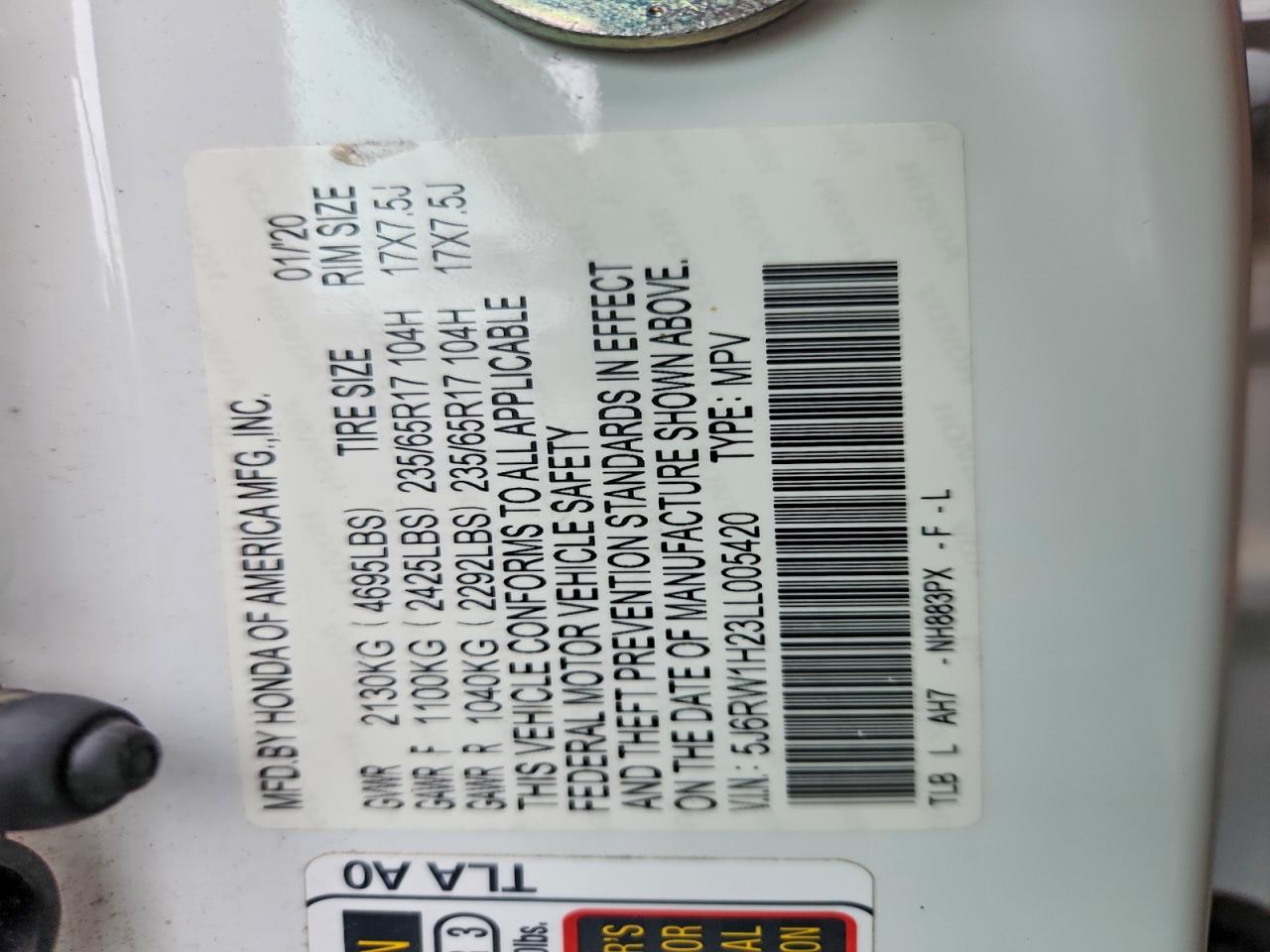 2020 Honda Crv VIN 5J6RW1H23LL005420 photo 12