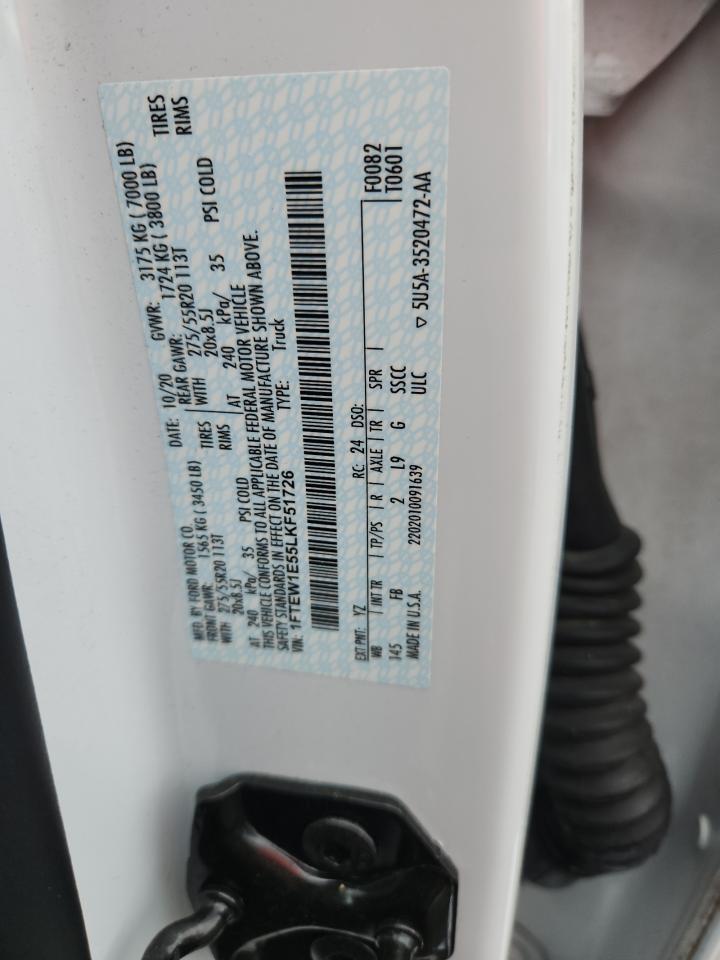 2020 Ford F150 VIN 1FTEW1E55LKF51726 photo 12