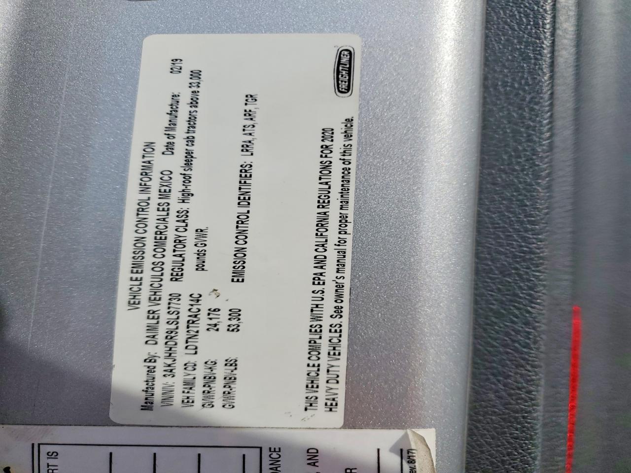 2020 FREIGHTLINER All other VIN 3AKJHHDR9LSLS7730 photo 10