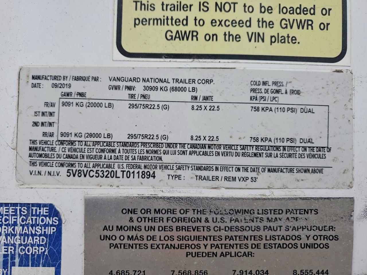 2020 VANGUARD All models VIN 5V8VC5320LT011894 photo 10