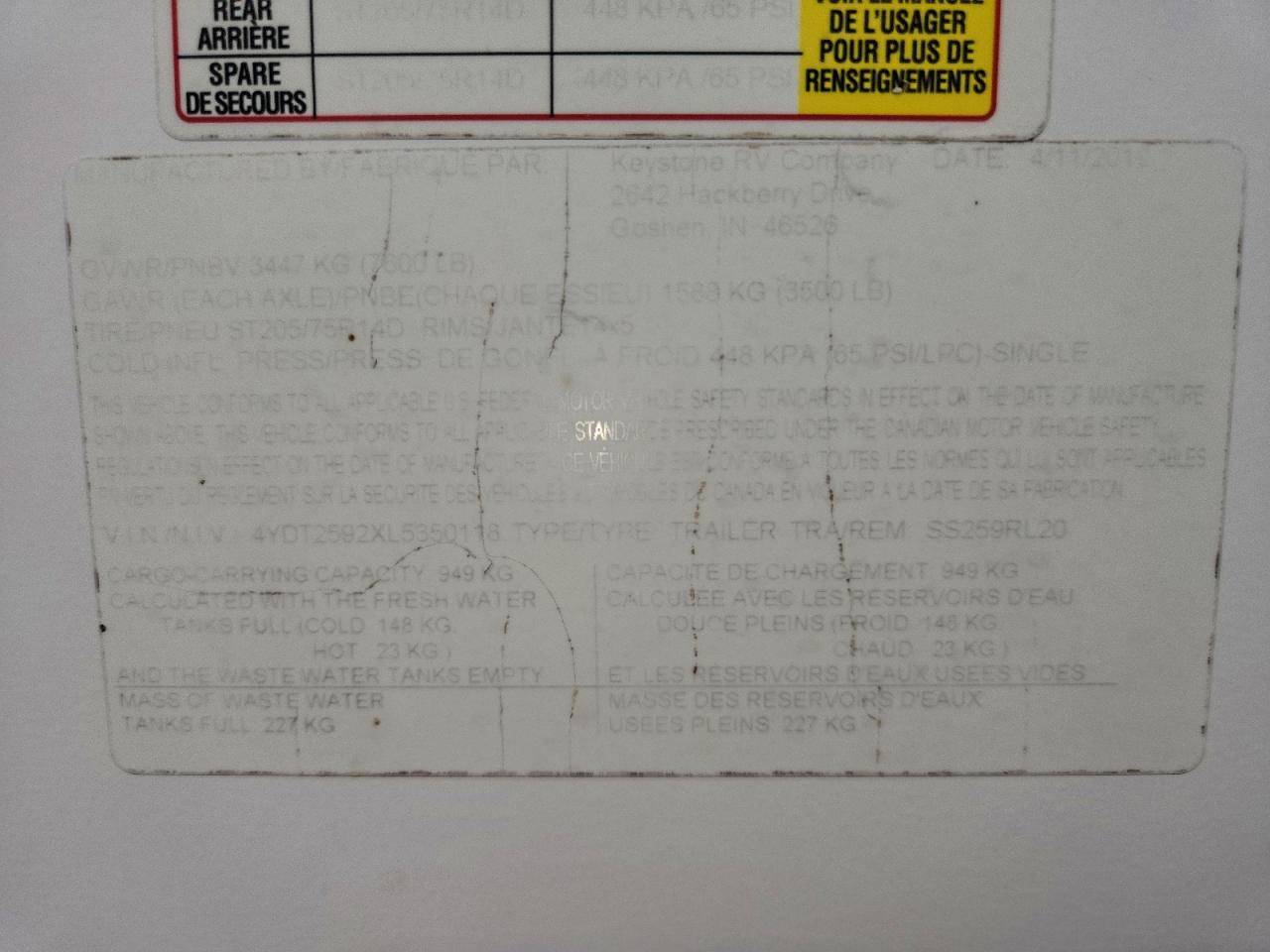 2020 KEYSTONE Rv VIN 4YDT2592XL5350118 photo 10