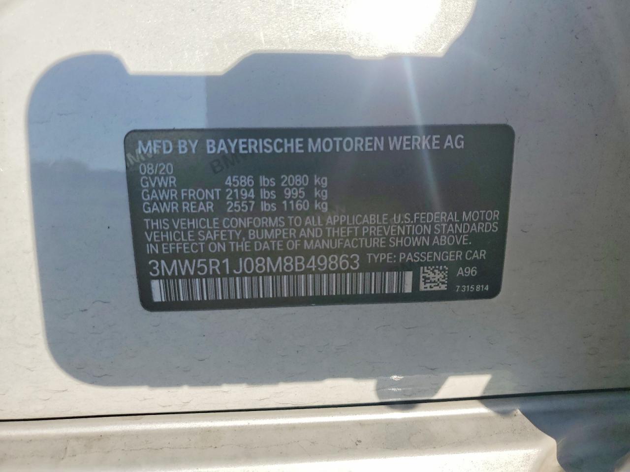 2021 BMW 3 series VIN 3MW5R1J08M8B49863 photo 12