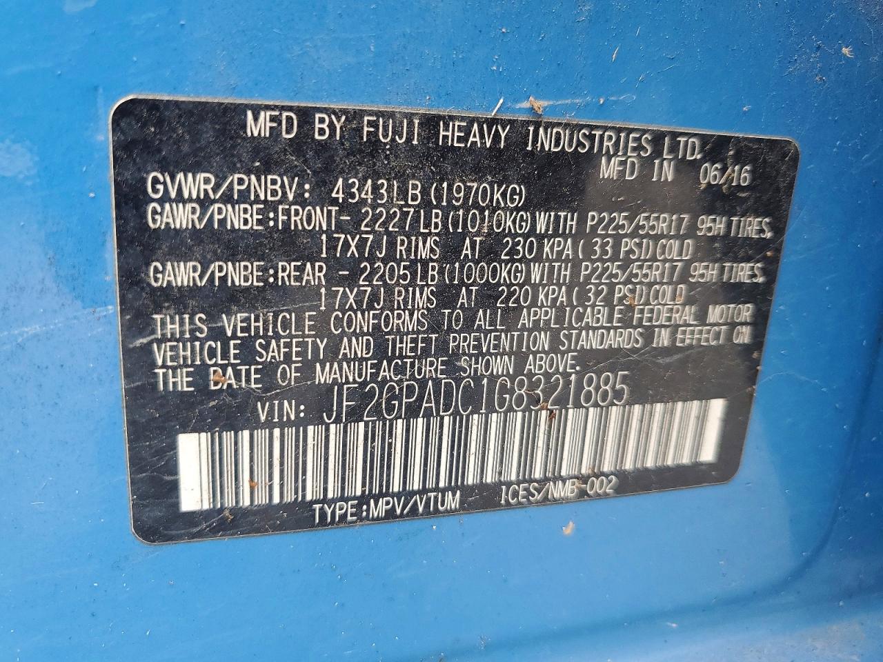 2016 Subaru Crosstrek VIN JF2GPADC1G8321885 photo 12
