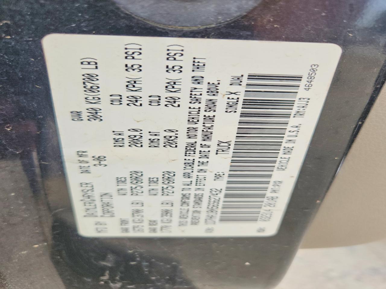 2006 Dodge Ram 1500 VIN 1D7HA18N56S627432 photo 12