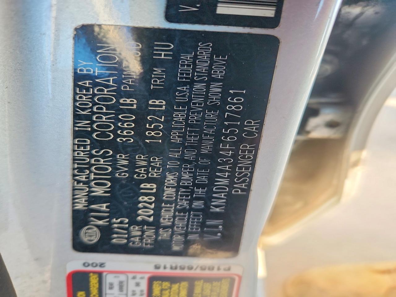 2015 Kia Rio VIN KNADM4A34F6517861 photo 12