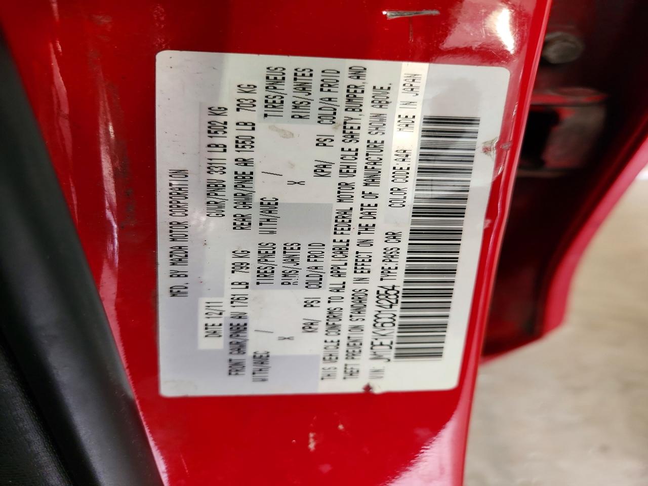 2012 Mazda 2 VIN JM1DE1KY6C0142854 photo 12