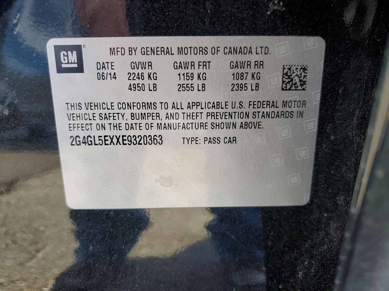 2014 Buick Regal VIN 2G4GL5EXXE9320363 photo 12