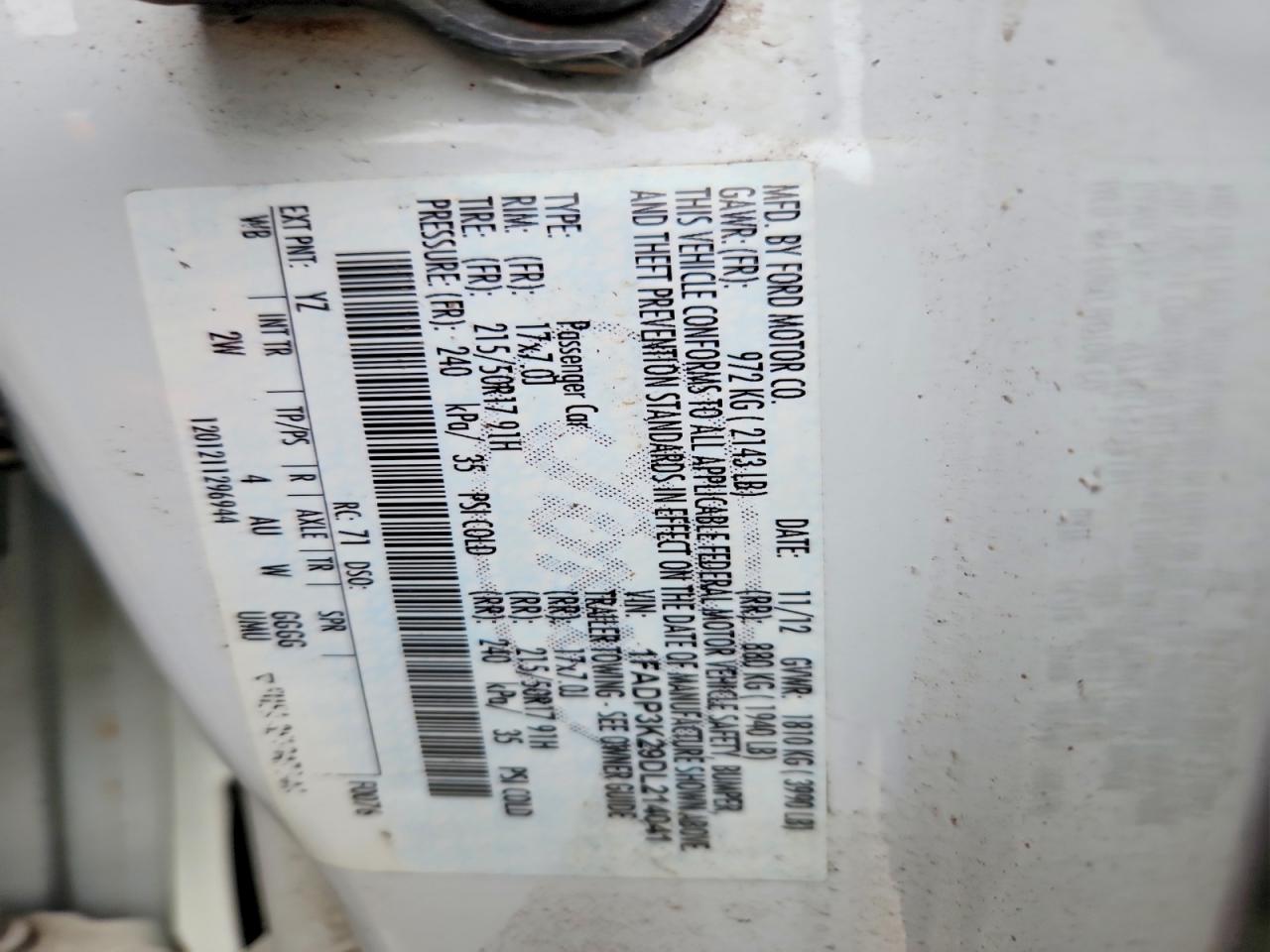 2013 Ford Focus VIN 1FADP3K29DL214041 photo 12